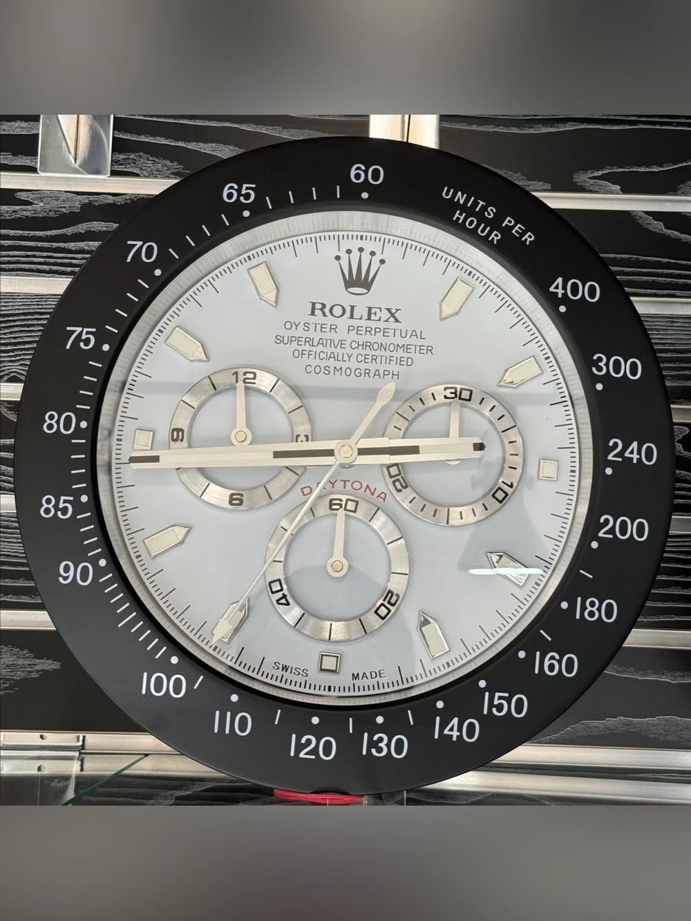 DAYTONA Cosmograph Wall Clock | Black Panda Bezel Insert | White Dial